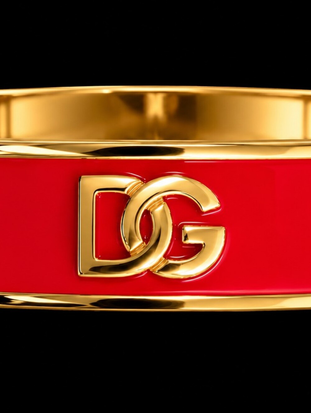 Dolce & Gabbana Red Enamel and Gold-Tone Logo Bangle Bracelet